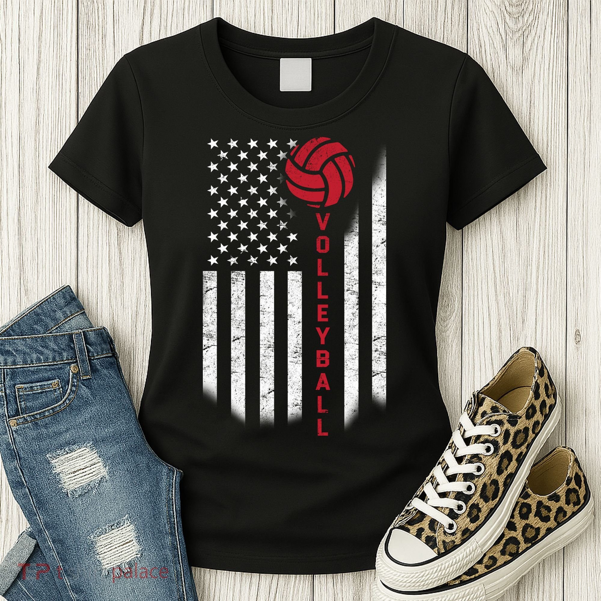 America Volleyball Flag Women's T-Shirt