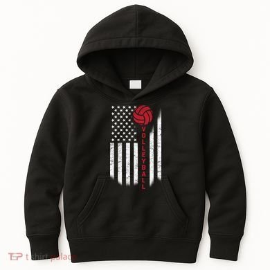 America Volleyball Flag Kids Hoodie