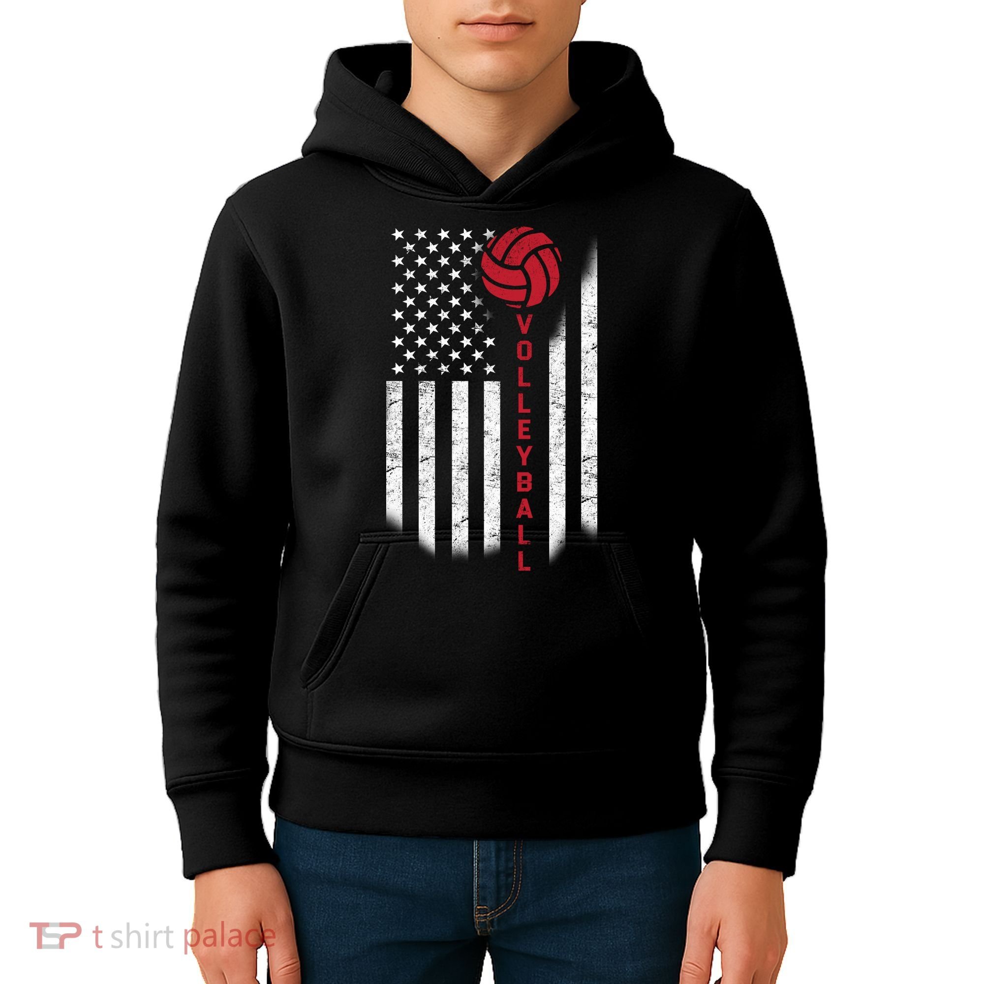 America Volleyball Flag Kids Hoodie