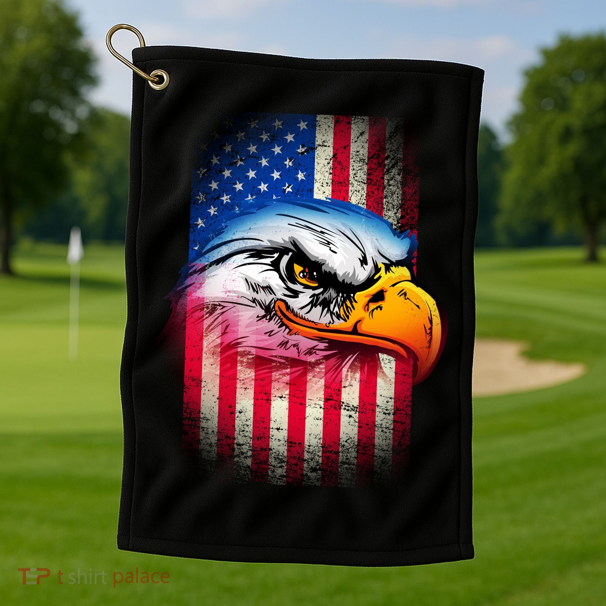 American Bald Eagle Flag Golf Towel