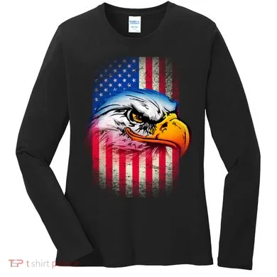 American Bald Eagle Flag Women's Long Sleeve Shirt