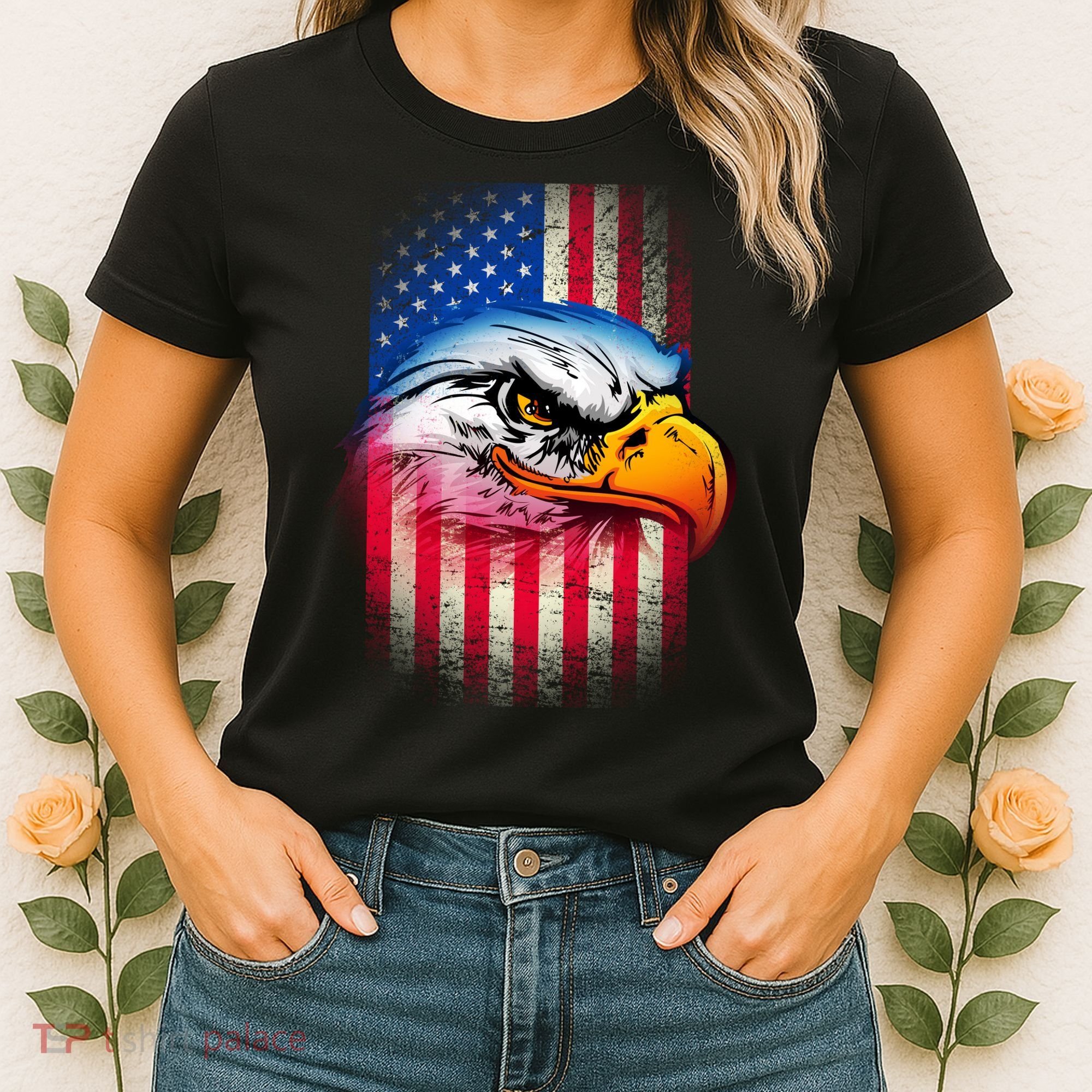 American Bald Eagle Flag Women's T-Shirt