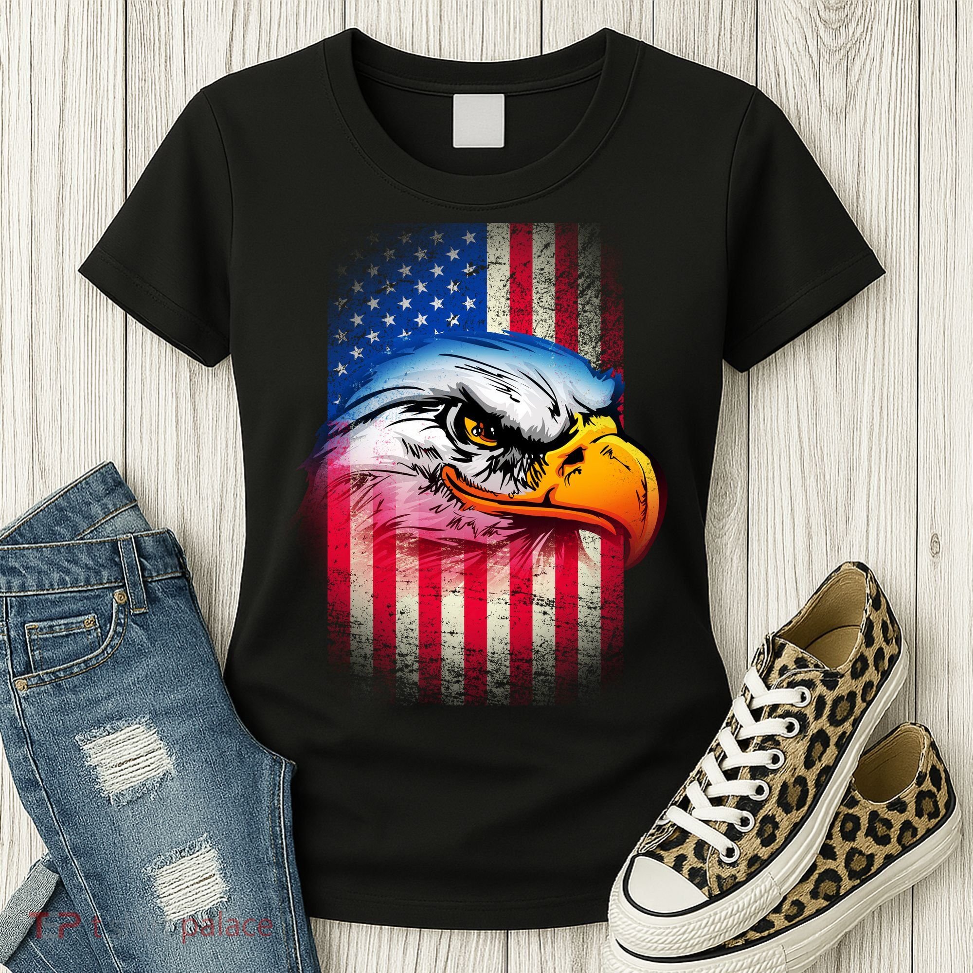 American Bald Eagle Flag Women's T-Shirt