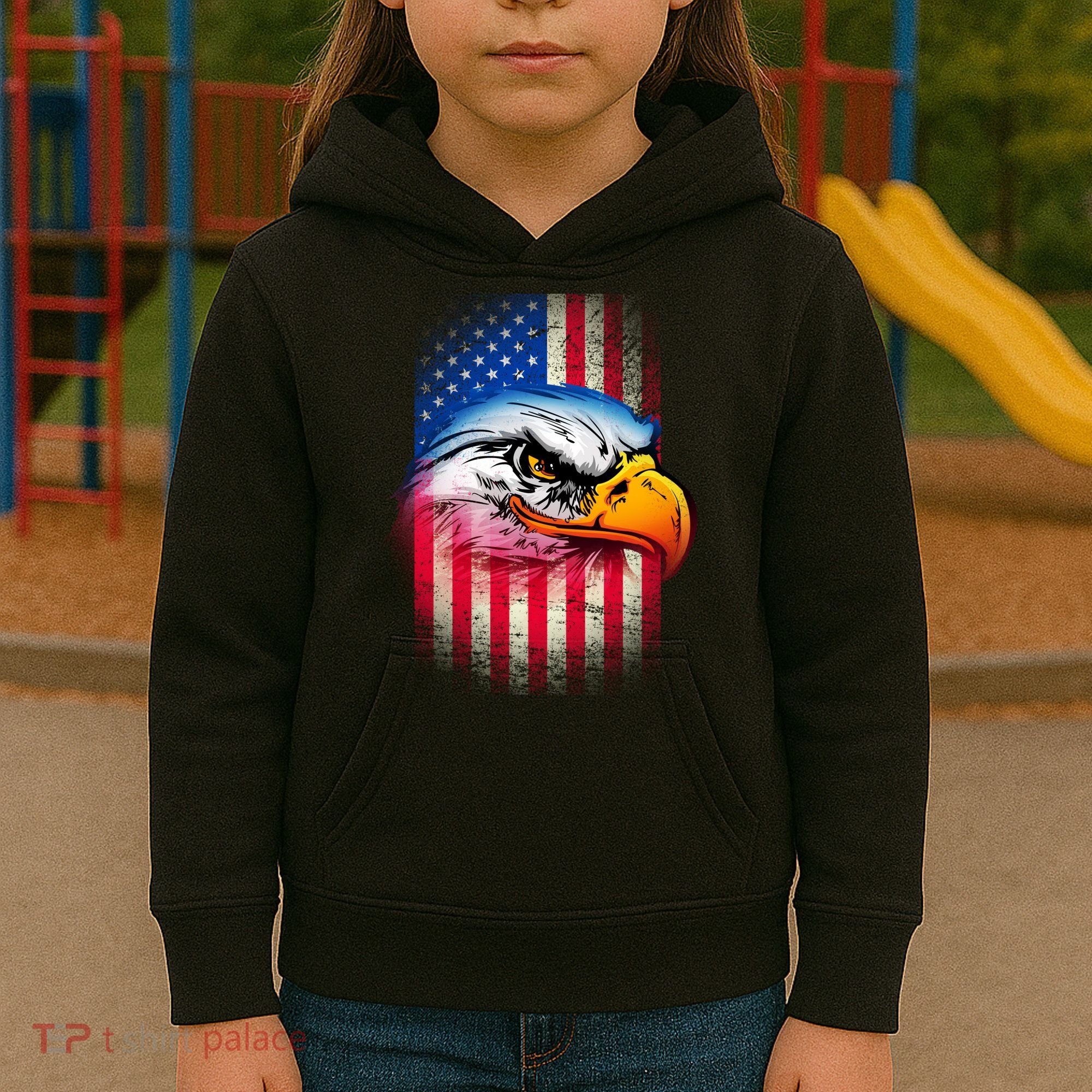 American Bald Eagle Flag Kids Hoodie