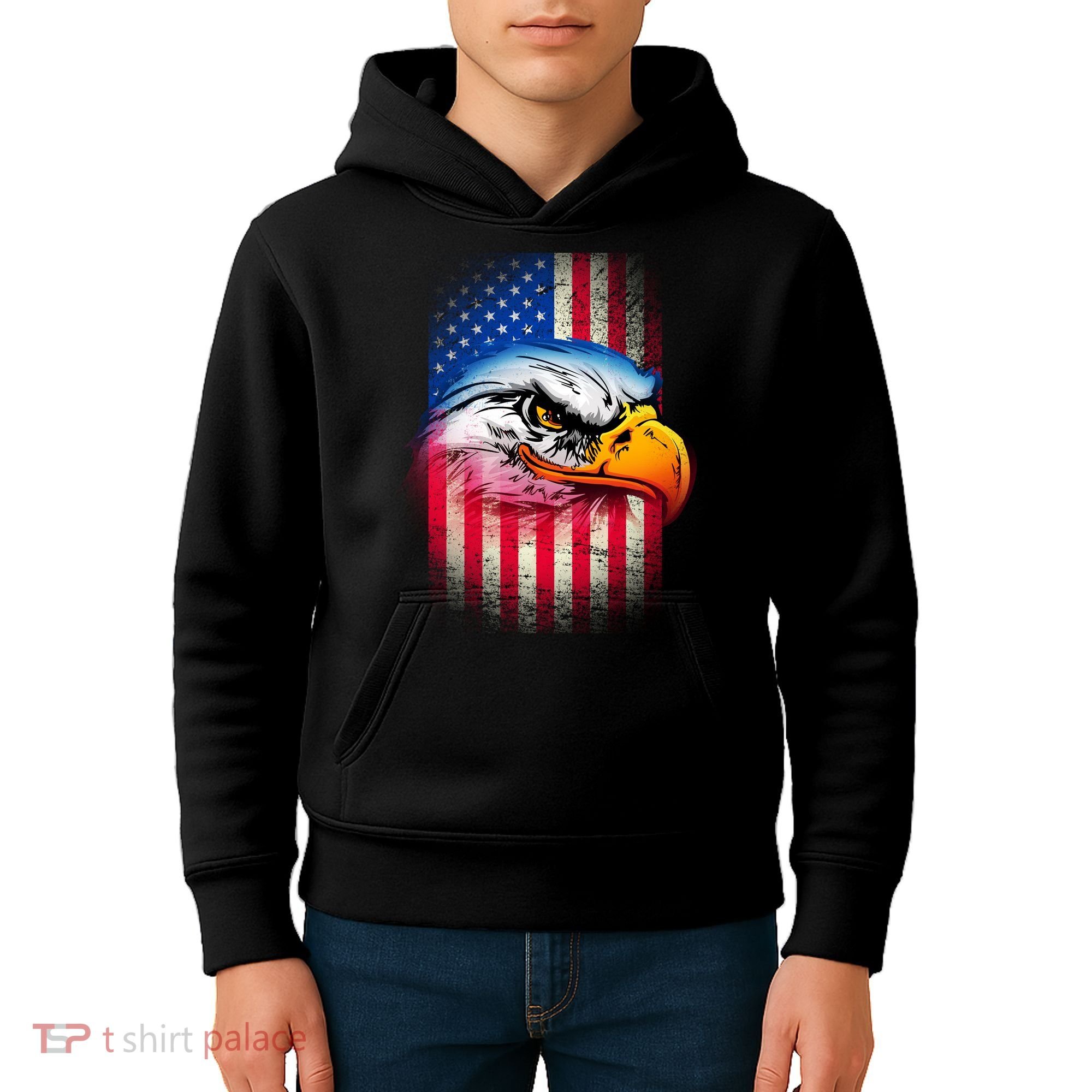 American Bald Eagle Flag Kids Hoodie