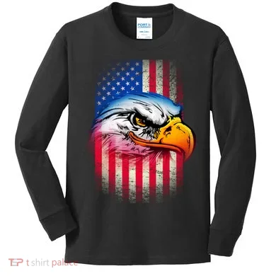 American Bald Eagle Flag Kids Long Sleeve Shirt