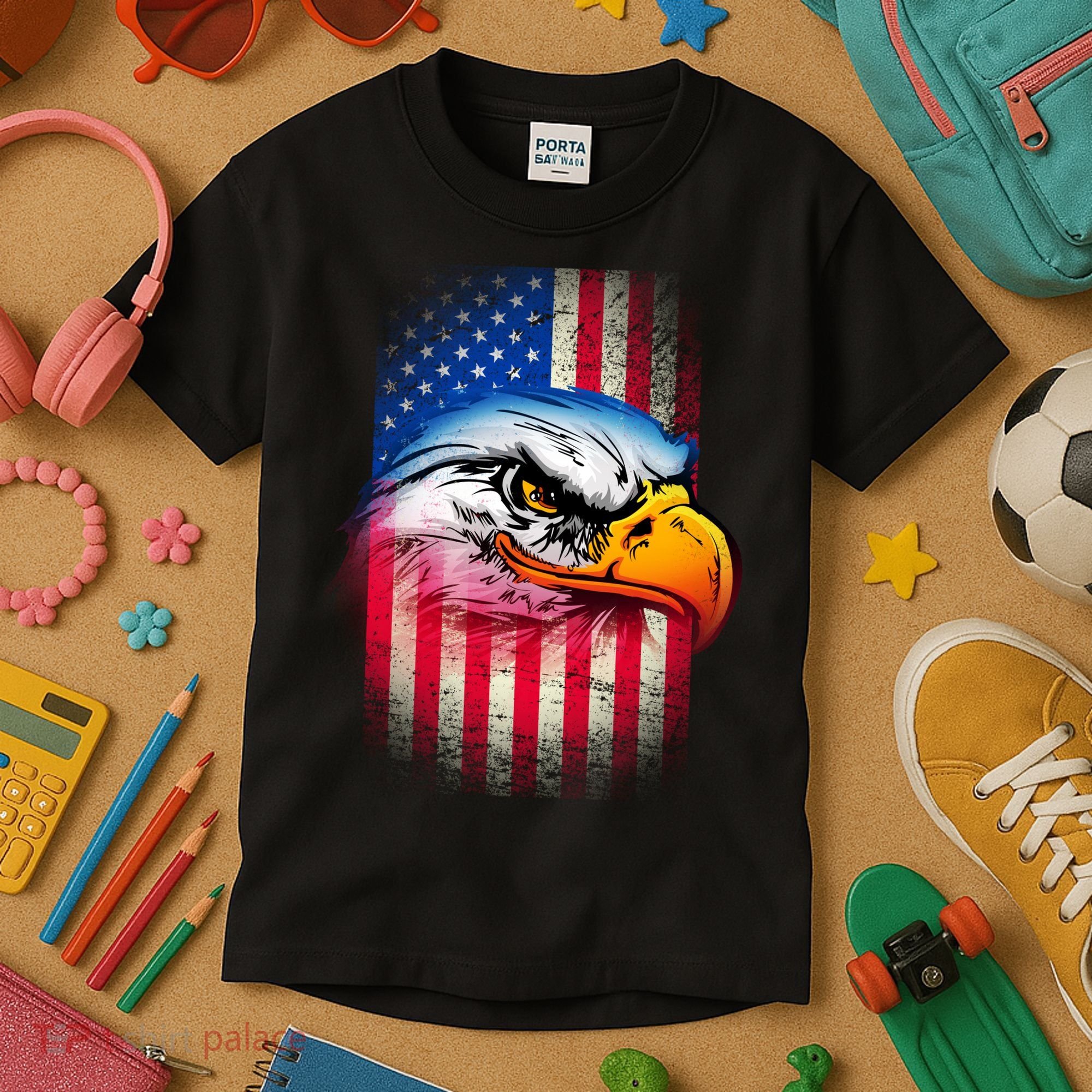 American Bald Eagle Flag Kids T-Shirt