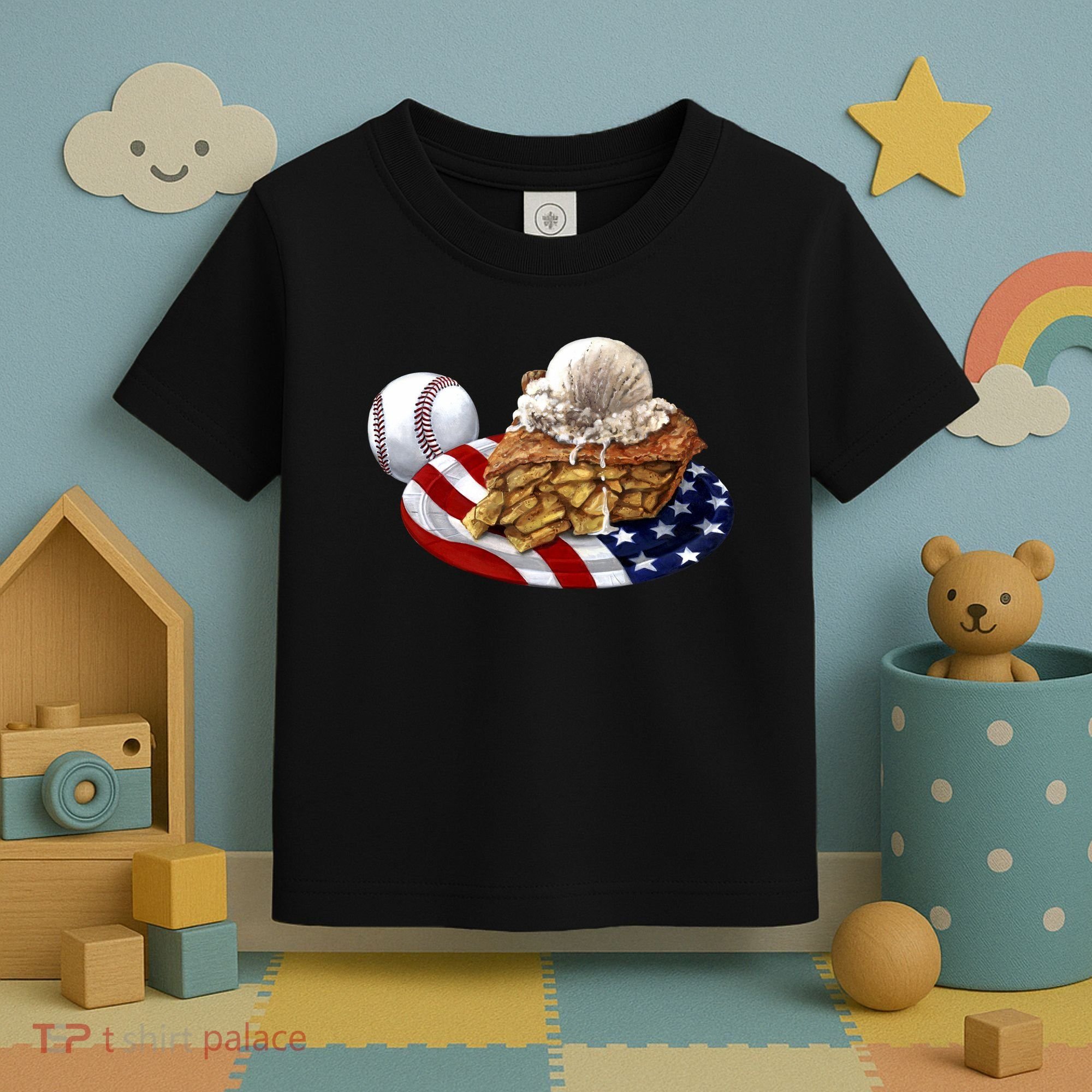 American Baseball And USA Pie Toddler T-Shirt