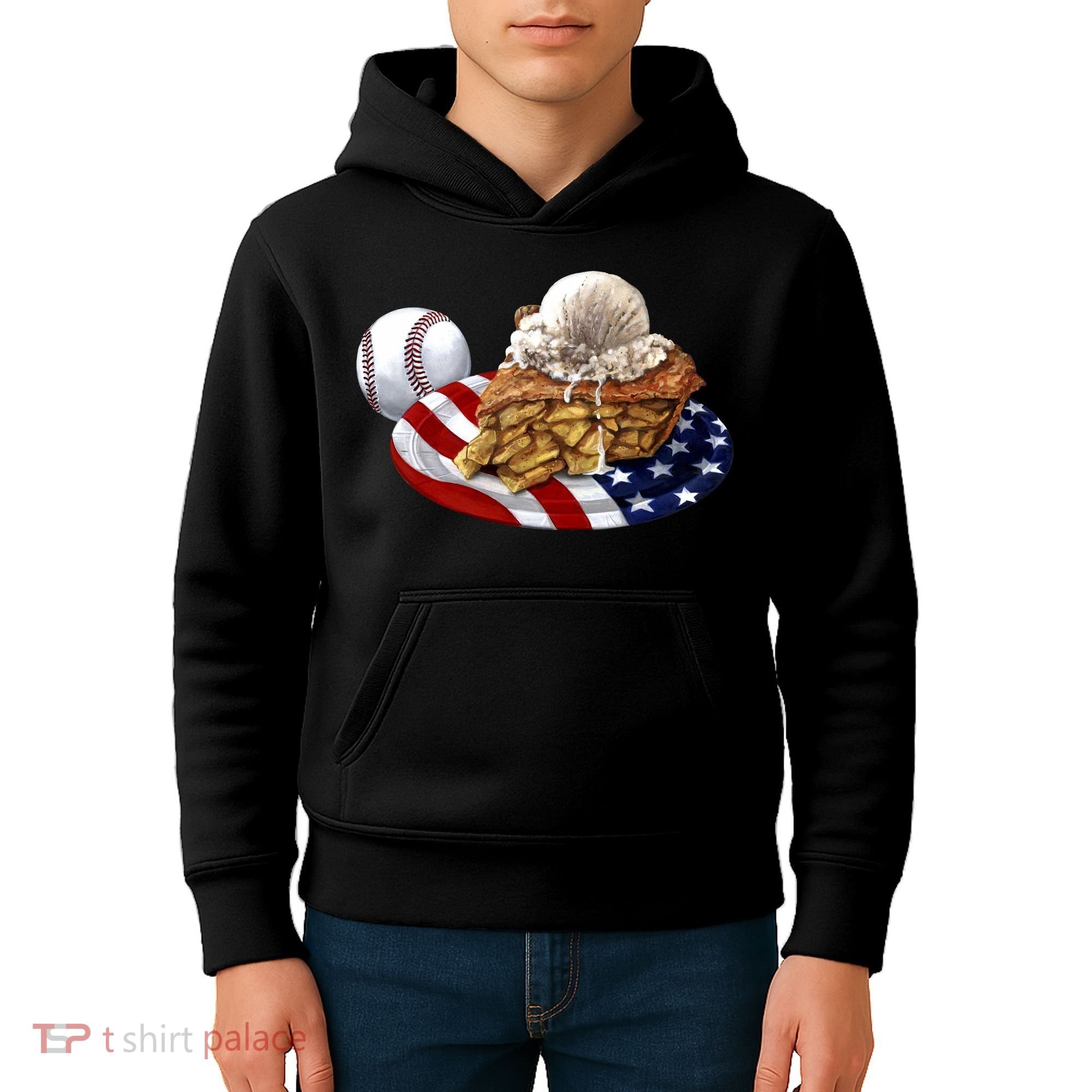 American Baseball And USA Pie Kids Hoodie