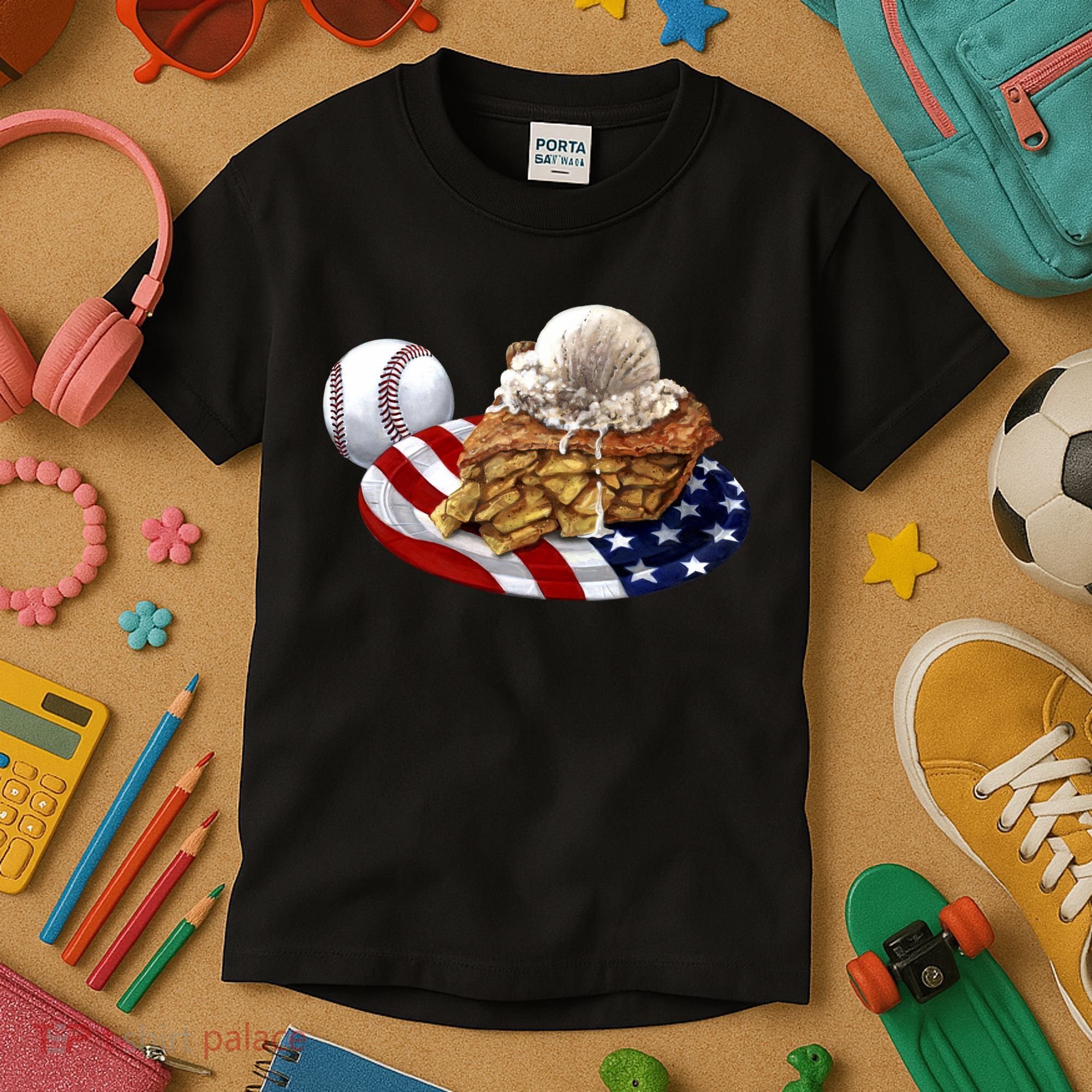 American Baseball And USA Pie Kids T-Shirt
