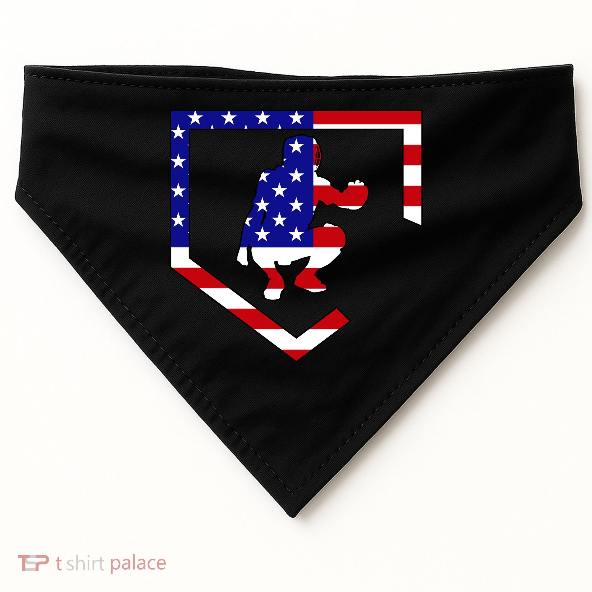 American Baseball Catcher Flag USA-Made Doggie Bandana