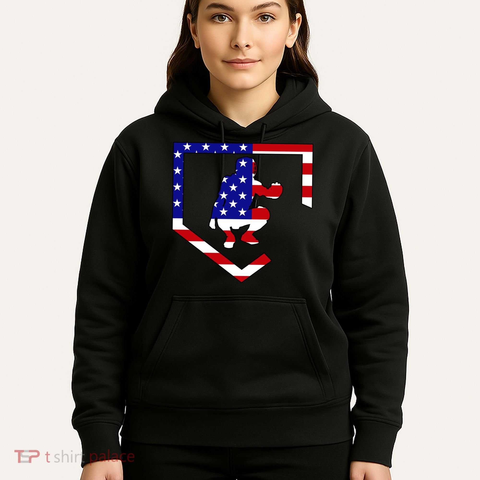 American Baseball Catcher Flag Hoodie