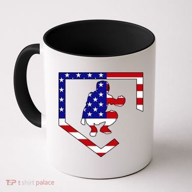 American Baseball Catcher Flag Coffee Mug