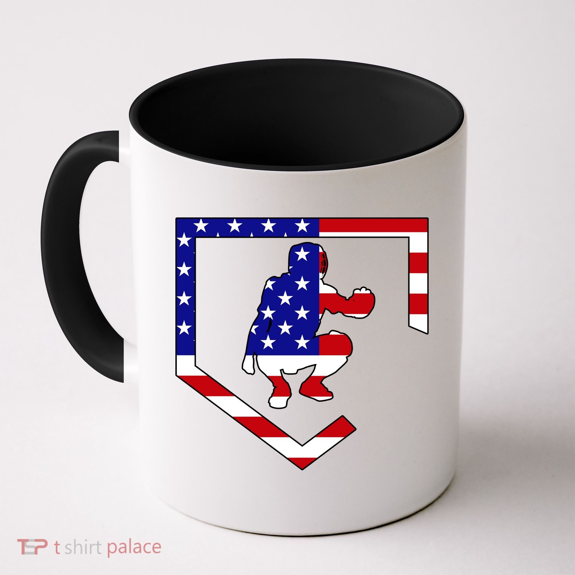 American Baseball Catcher Flag Coffee Mug