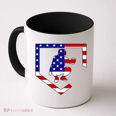 American Baseball Catcher Flag Coffee Mug