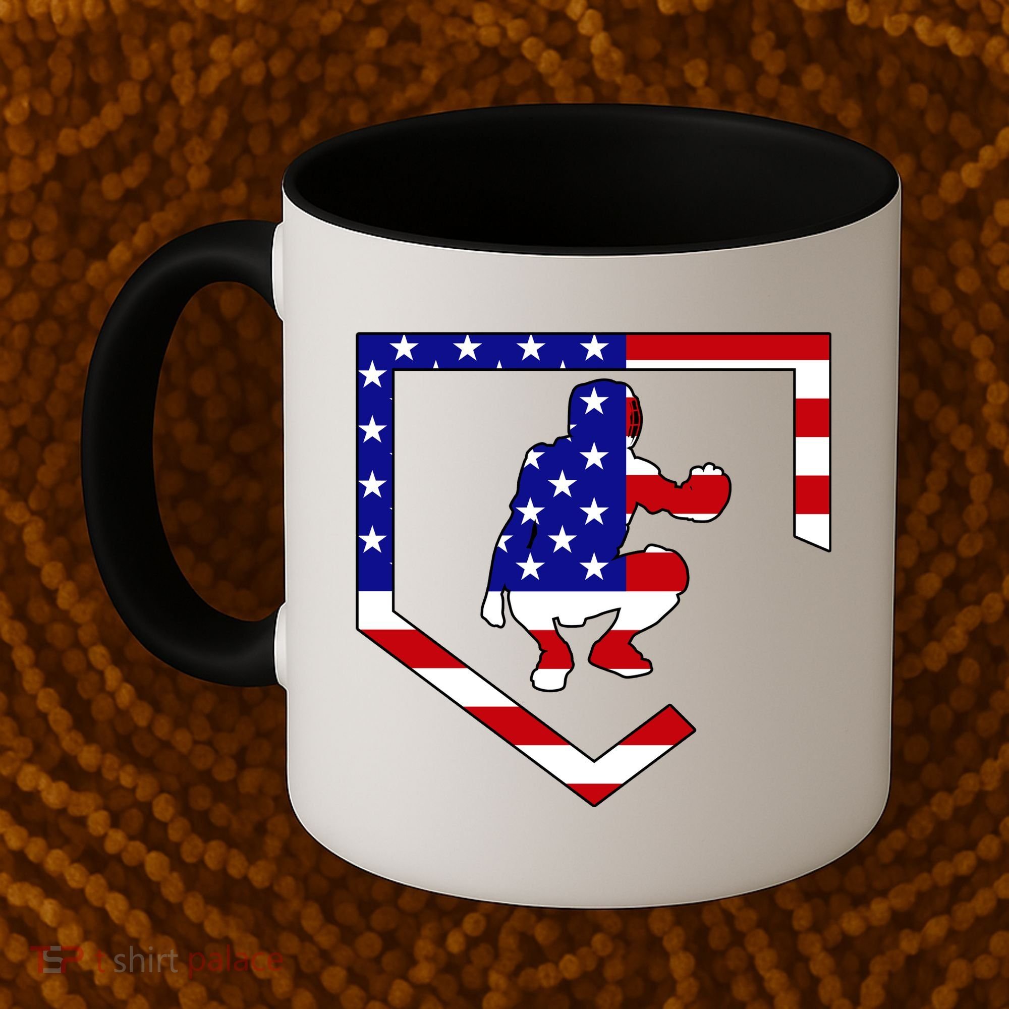 American Baseball Catcher Flag Coffee Mug