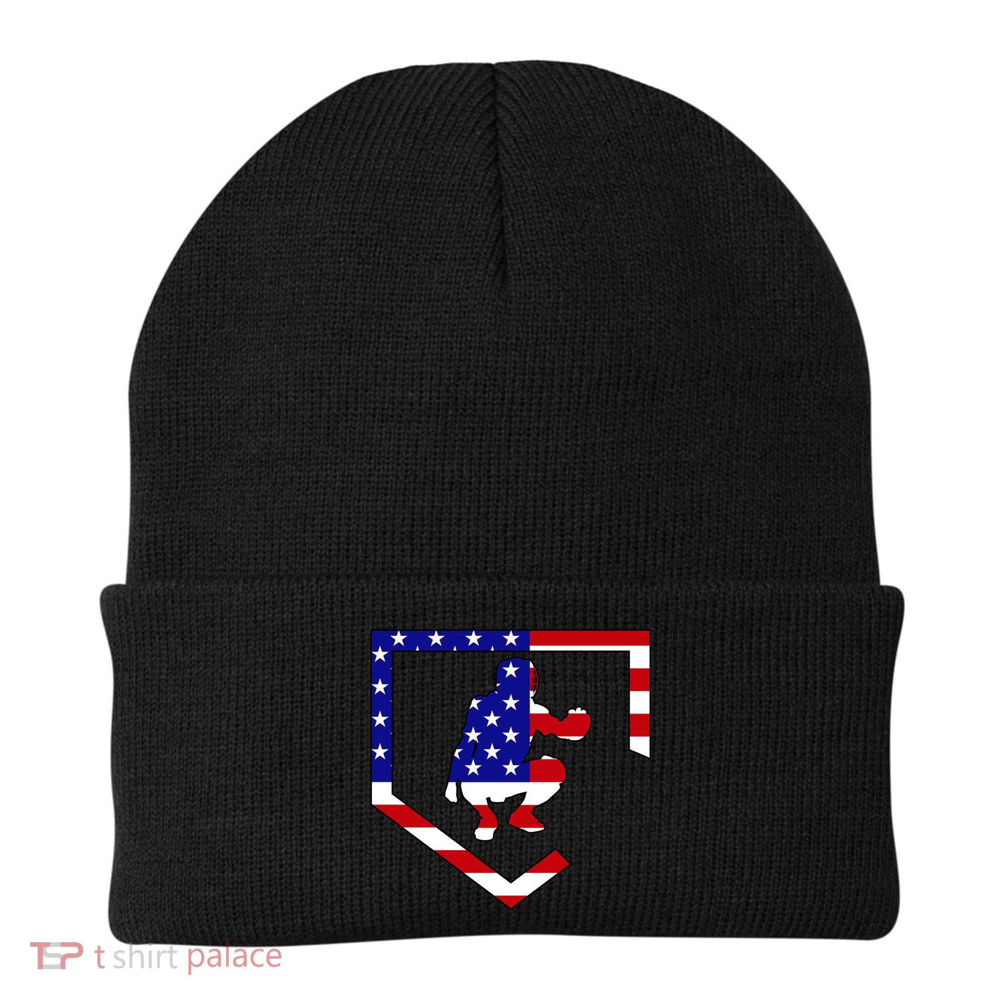 American Baseball Catcher Flag Beanie