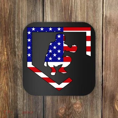 American Baseball Catcher Flag Coaster