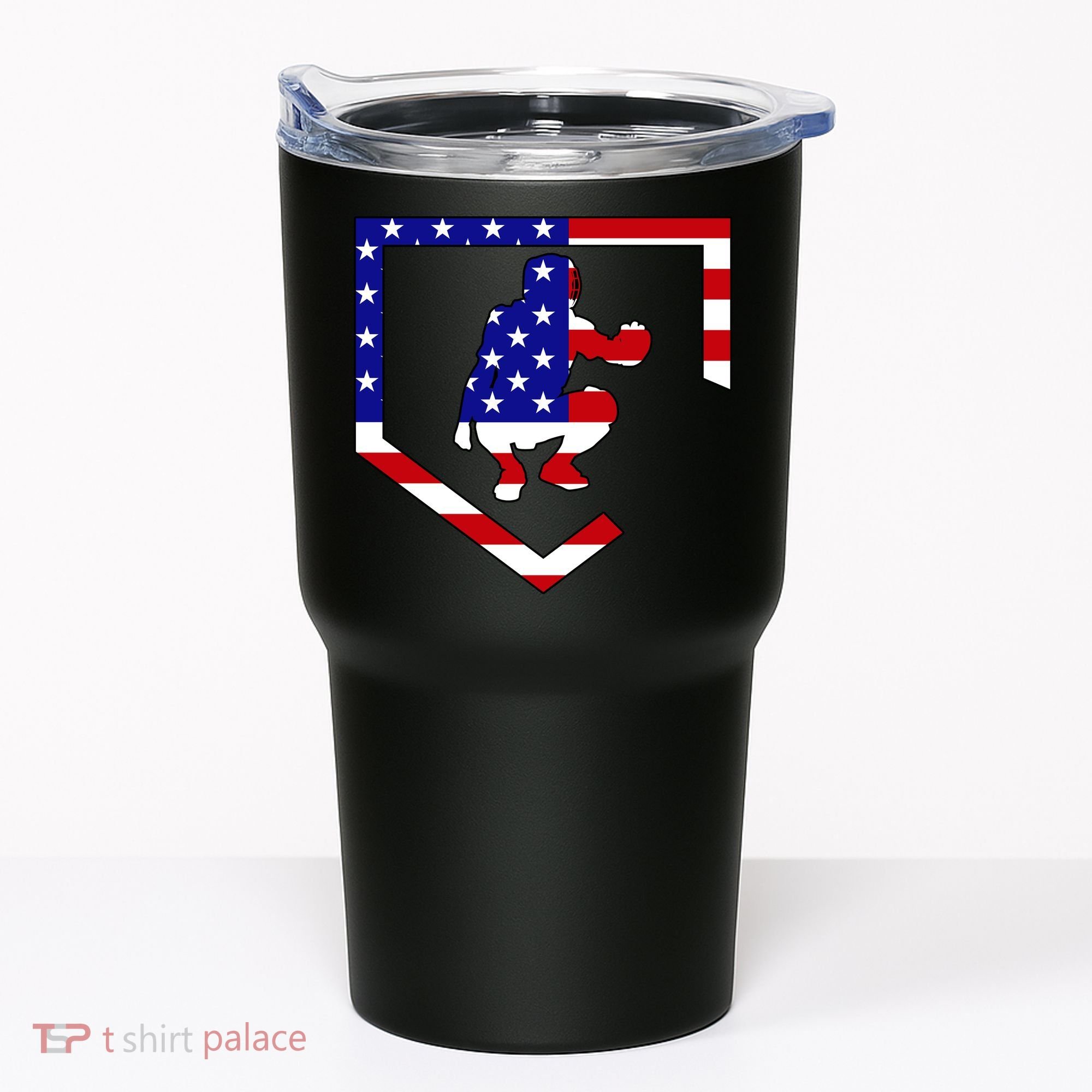 American Baseball Catcher Flag Tumbler