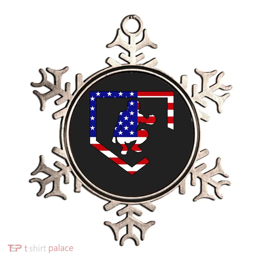 American Baseball Catcher Flag Ornament