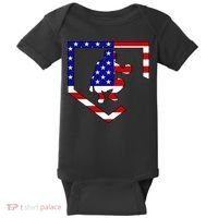 American Baseball Catcher Flag Baby Bodysuit thumb 0