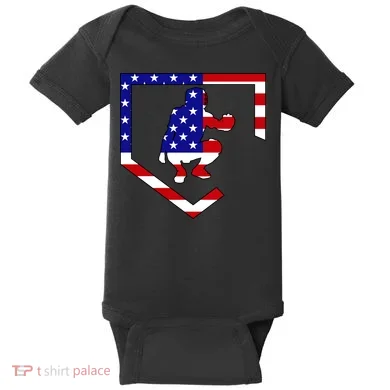 American Baseball Catcher Flag Baby Bodysuit