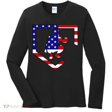 American Baseball Catcher Flag Women's Long Sleeve Shirt