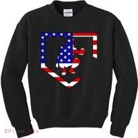 American Baseball Catcher Flag Kids Sweatshirt thumb 0