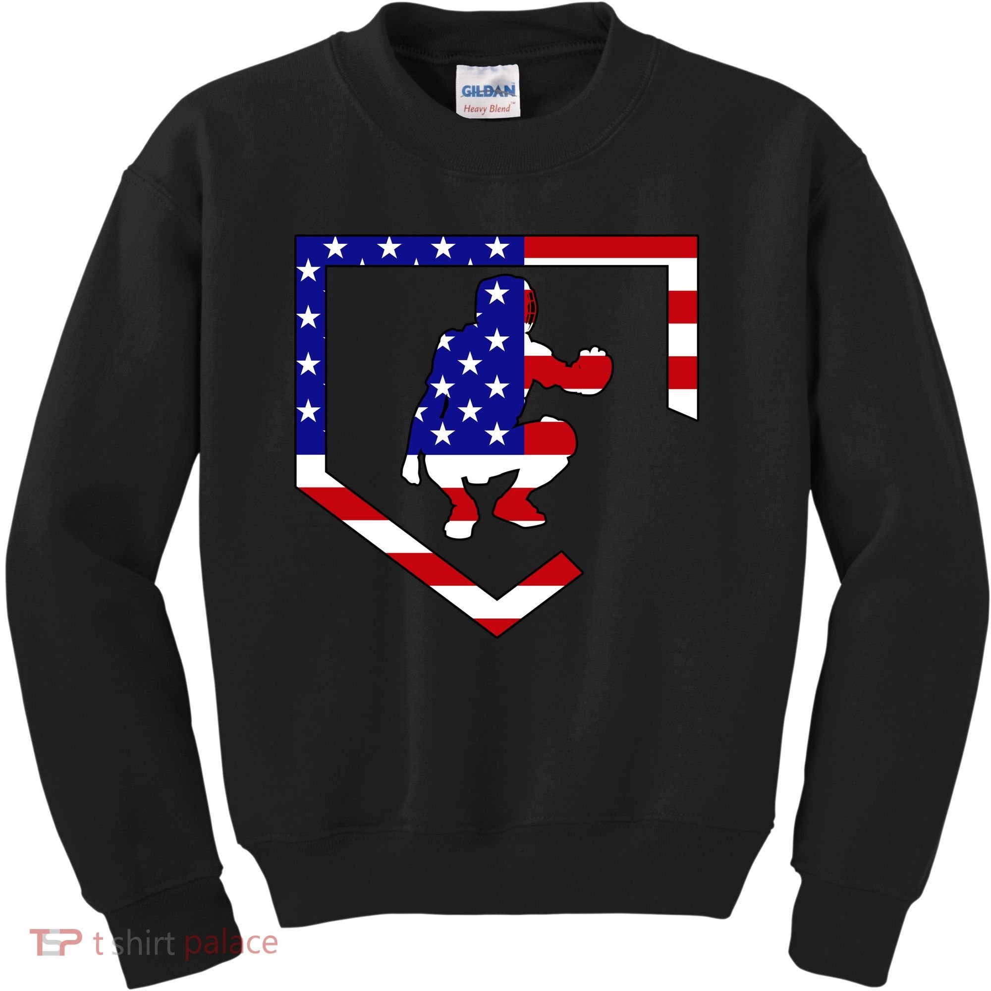 American Baseball Catcher Flag Kids Sweatshirt
