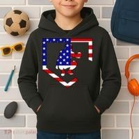 American Baseball Catcher Flag Kids Hoodie thumb 2