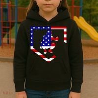 American Baseball Catcher Flag Kids Hoodie thumb 3