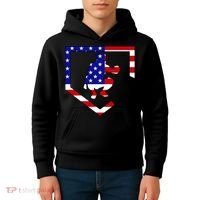 American Baseball Catcher Flag Kids Hoodie thumb 4