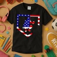 American Baseball Catcher Flag Kids T-Shirt thumb 3