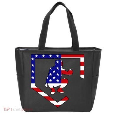 American Baseball Catcher Flag Tote Bag