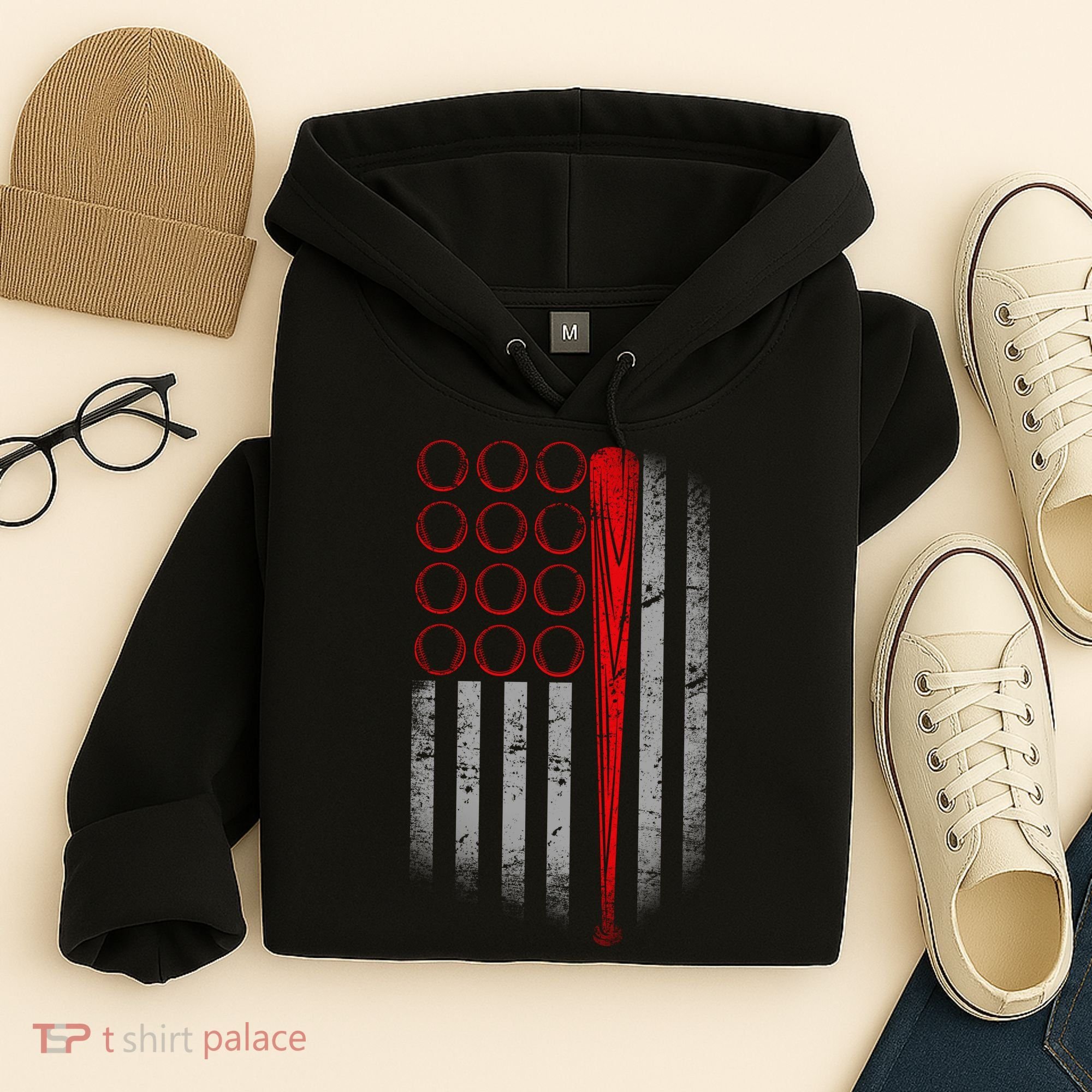 American Baseball Flag Hoodie