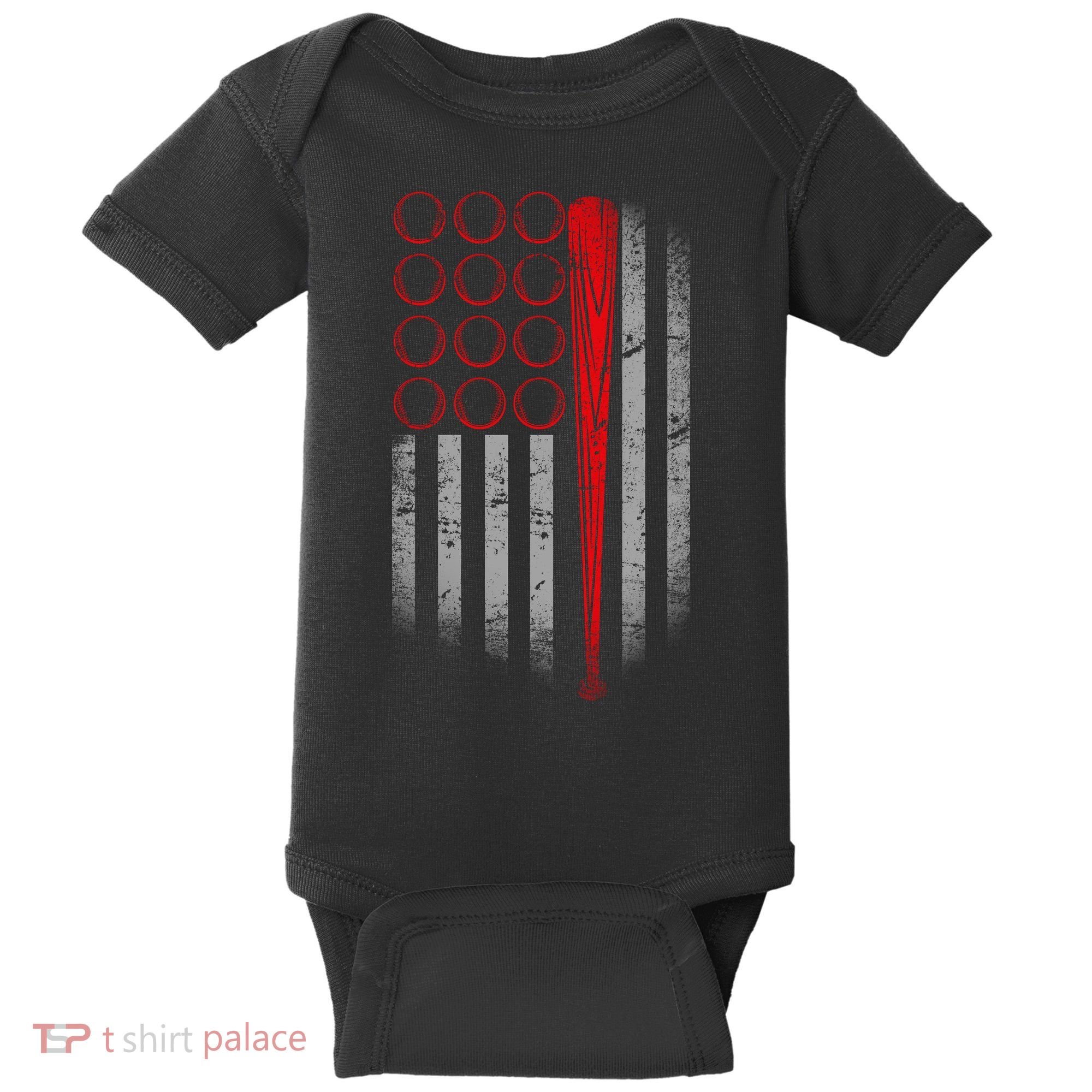 American Baseball Flag Baby Bodysuit