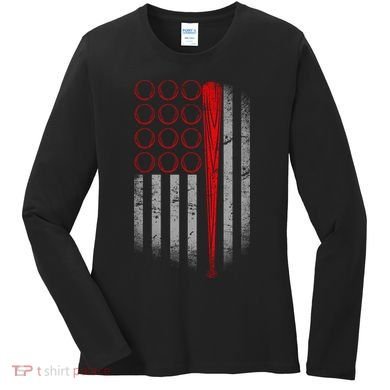 American Baseball Flag Women's Long Sleeve Shirt