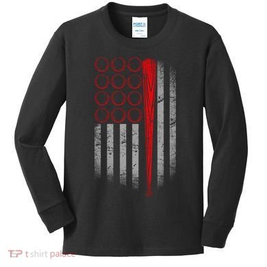 American Baseball Flag Kids Long Sleeve Shirt
