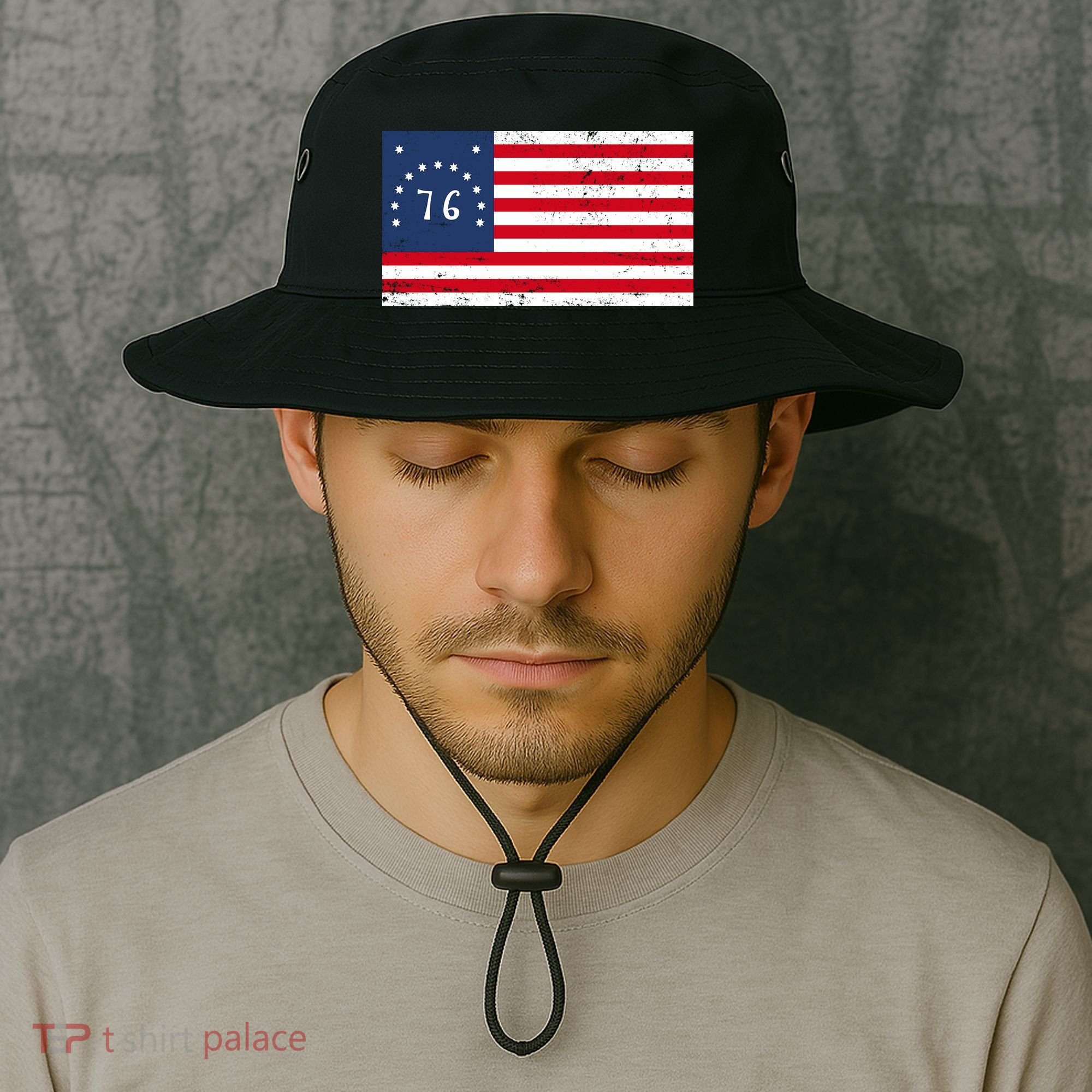 American Bennington Flag USA 1776  Bucket Hat