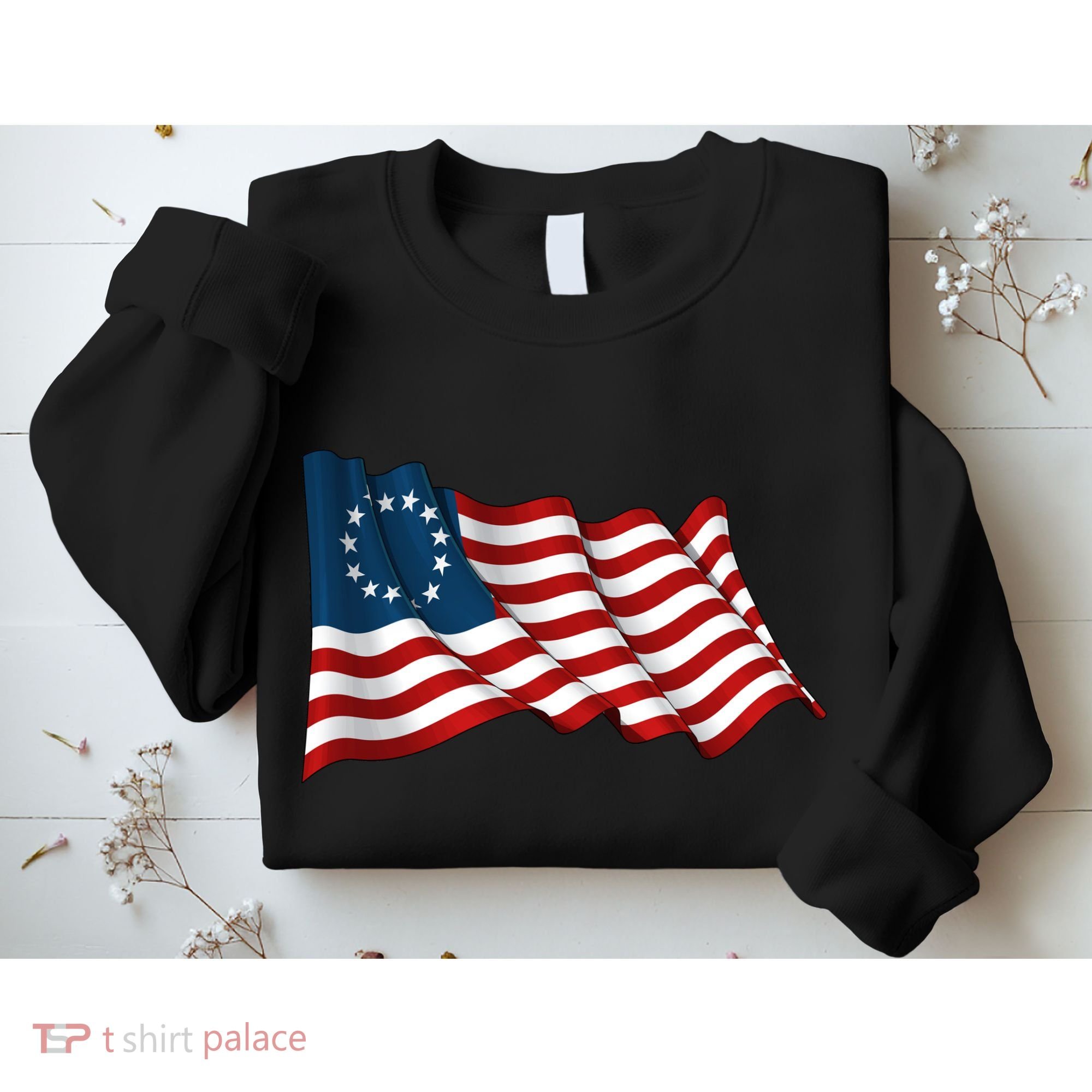 American Betsy Ross Waving Flag Sweatshirt
