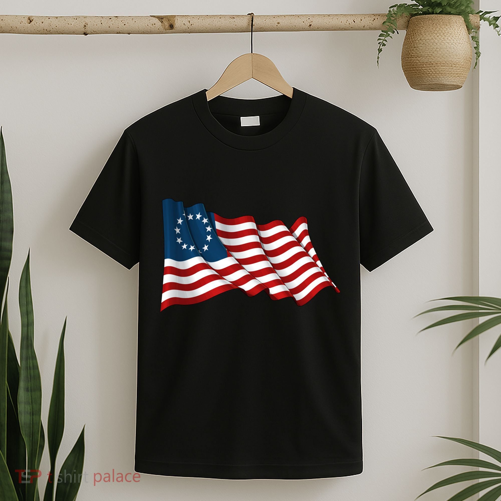 American Betsy Ross Waving Flag T-Shirt