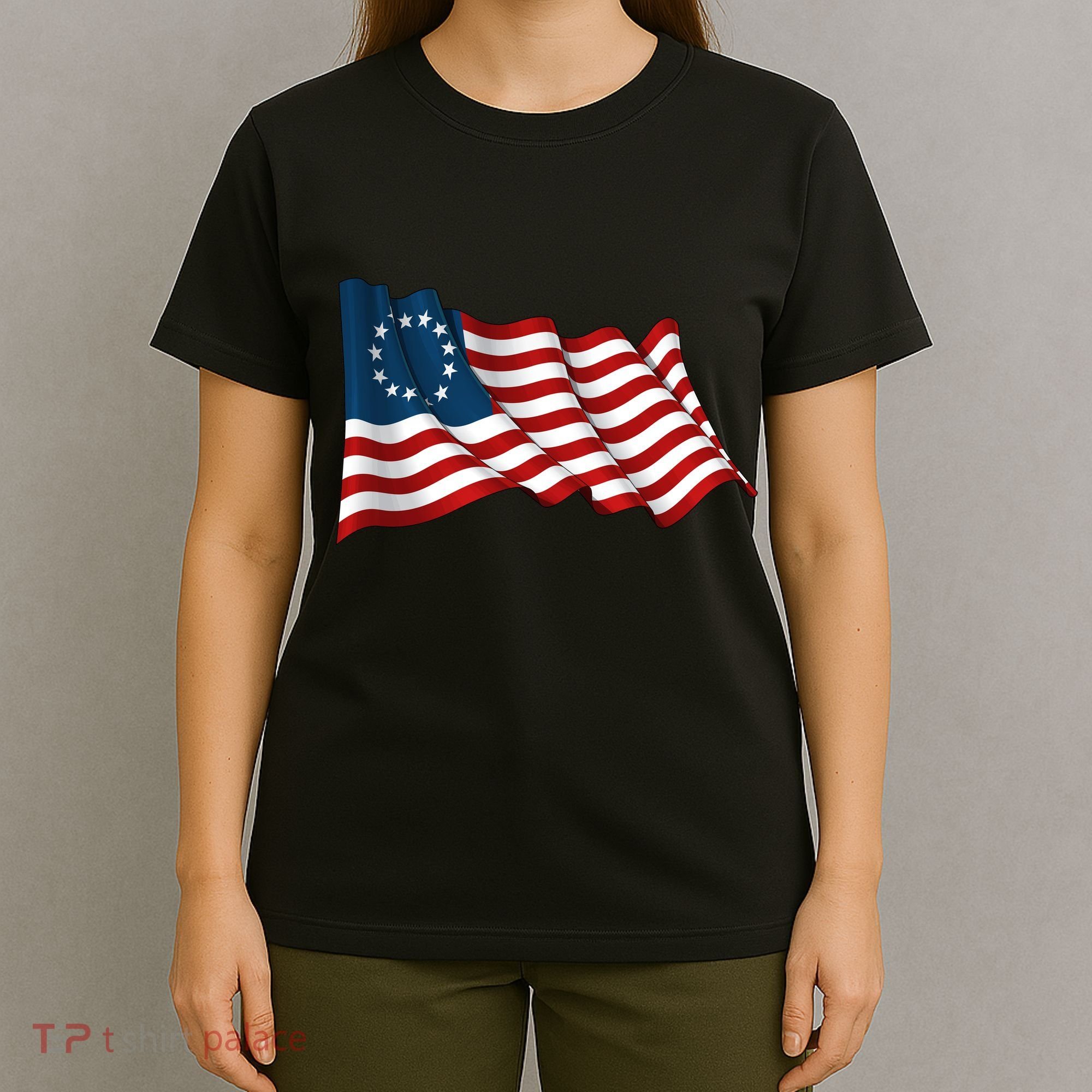 American Betsy Ross Waving Flag T-Shirt