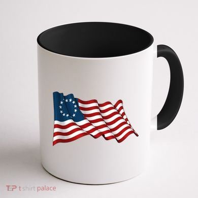 American Betsy Ross Waving Flag Coffee Mug back