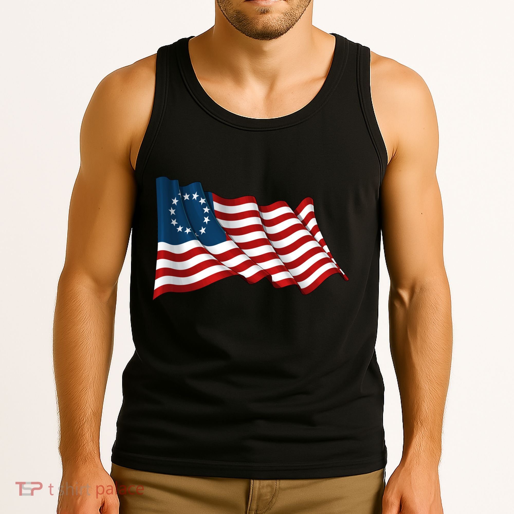 American Betsy Ross Waving Flag Tank Top