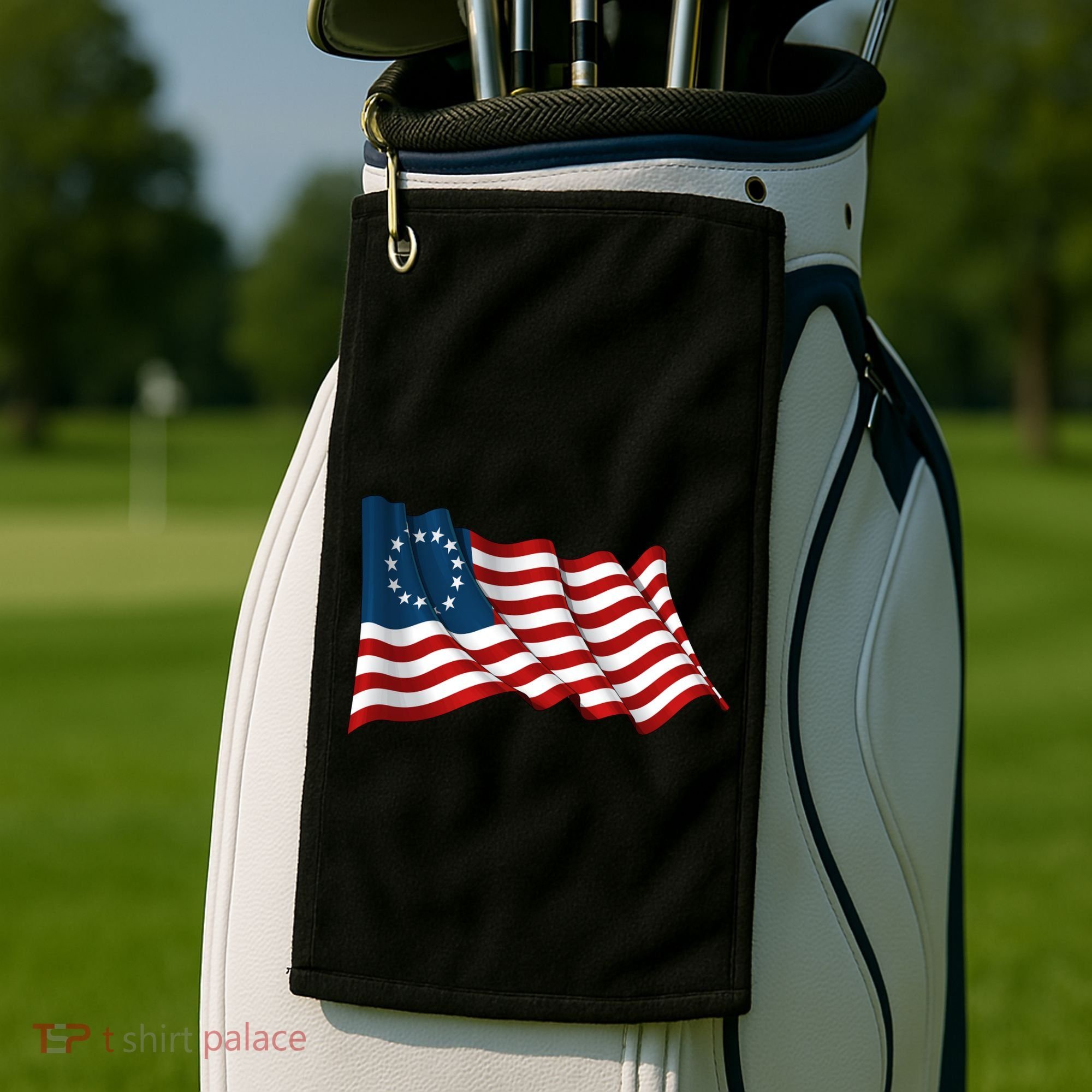 American Betsy Ross Waving Flag Golf Towel