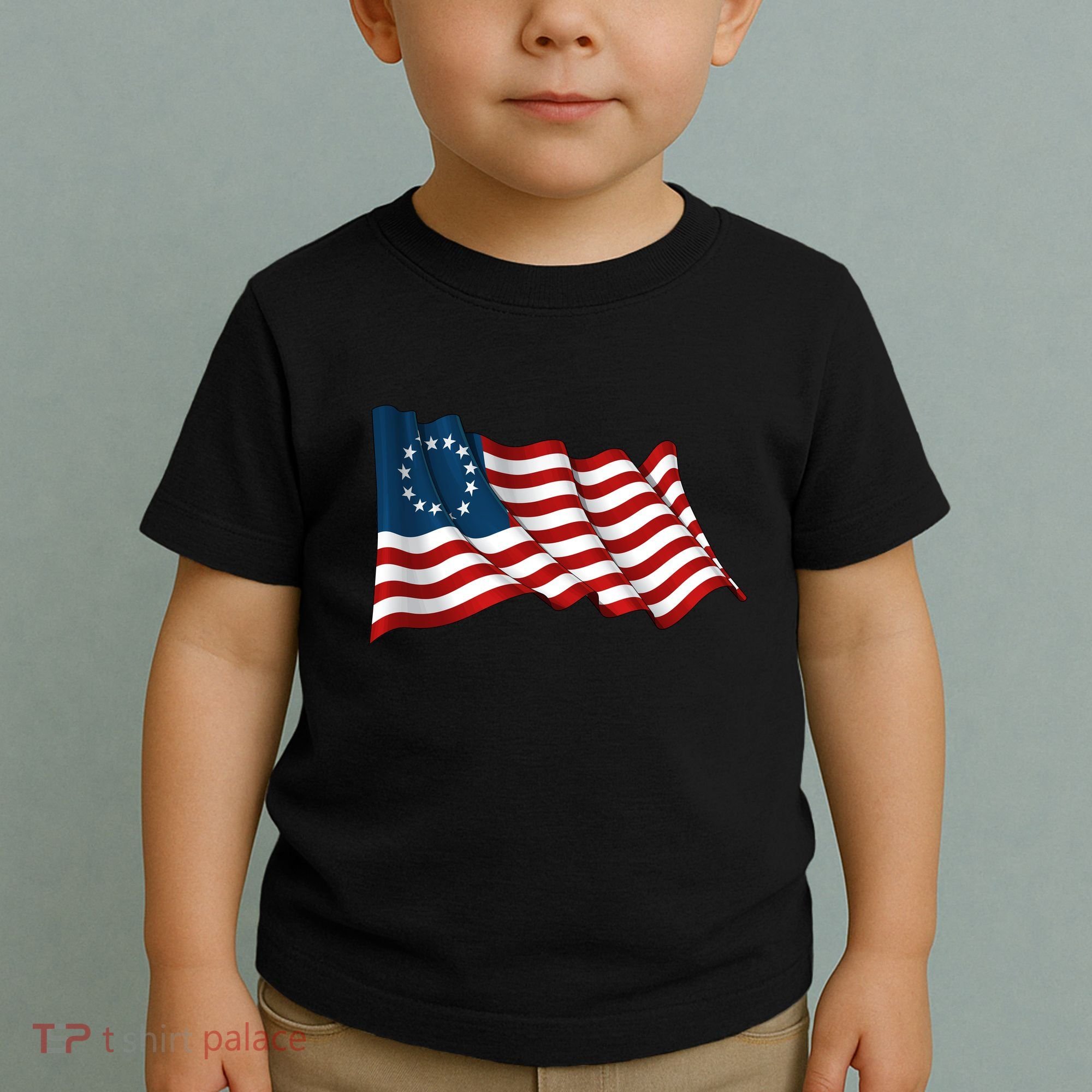 American Betsy Ross Waving Flag Toddler T-Shirt