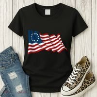 American Betsy Ross Waving Flag Women's T-Shirt thumb 3