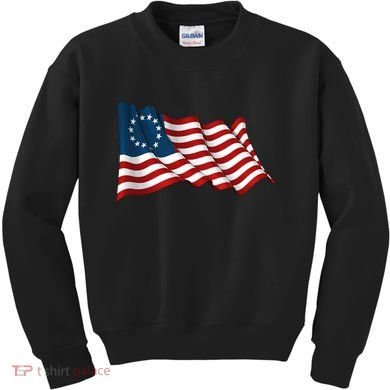 American Betsy Ross Waving Flag Kids Sweatshirt