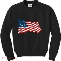 American Betsy Ross Waving Flag Kids Sweatshirt thumb 0