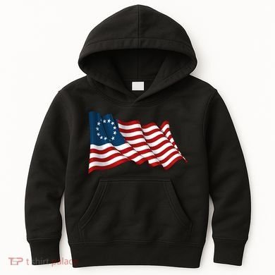 American Betsy Ross Waving Flag Kids Hoodie